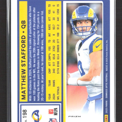 2025 Panini Donruss Optic Prizm Matthew Stafford #198 holo