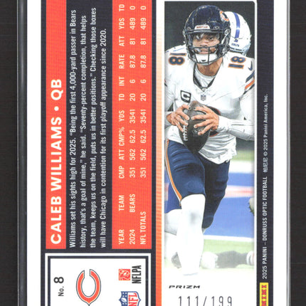 2025 Panini Donruss Optic Prizm Caleb Williams #8 111/199 Flex