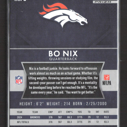2025 Panini Prizm Bo Nix #6 Throwback Silver
