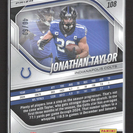 2025 Panini Prizm Jonathan Taylor #108 Pink Trophy 40/60