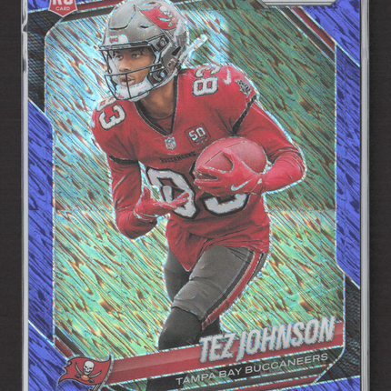 2025 Panini Prizm Tez Johnson #381 Blue Shimmer RC 22/35