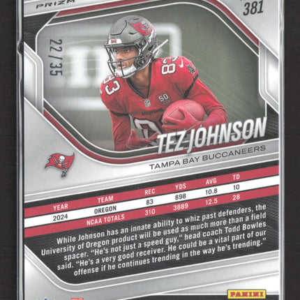 2025 Panini Prizm Tez Johnson #381 Blue Shimmer RC 22/35