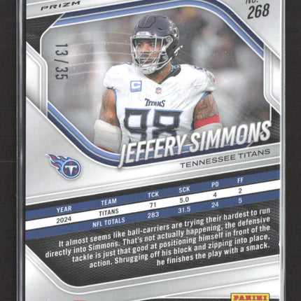2025 Panini Prizm Jeffery Simmons #268 Blue Shimmer /25