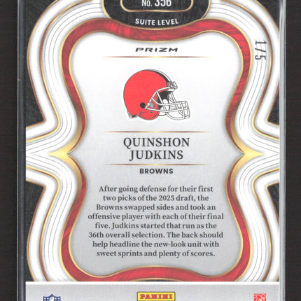 2025 Panini Select Football Suite Level Quinshon Judkins #356 Green Prizm RC 1/5