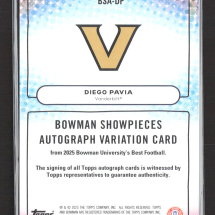 2025 Bowman University Best Showpieces Diego Pavia #BSA-DP Auto