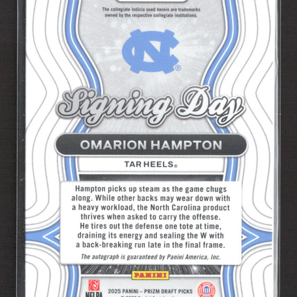 2025 Panini Prizm Draft Picks Signing Day Omarion Hampton #SD-OHN RC Auto