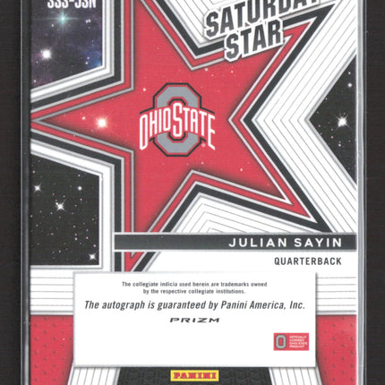 2025 Panini Prizm Draft Picks Saturday Star Julian Sayin #SSS-JSN Silver Auto