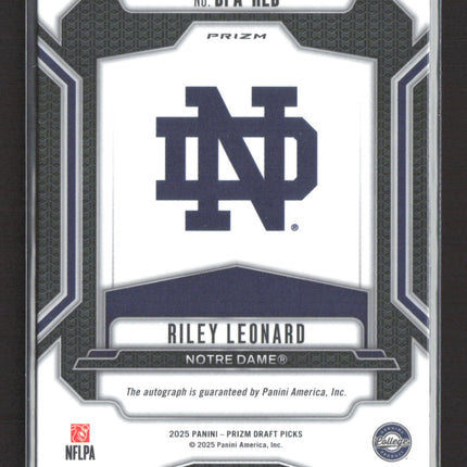 2025 Panini Prizm Draft Picks Riley Leonard #DPA-RLD RC Auto
