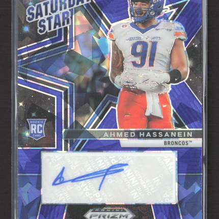 2025 Prizm Draft Picks Saturday Star Ahmed Hassanein #SSS-AHA Blue RC /149 Auto