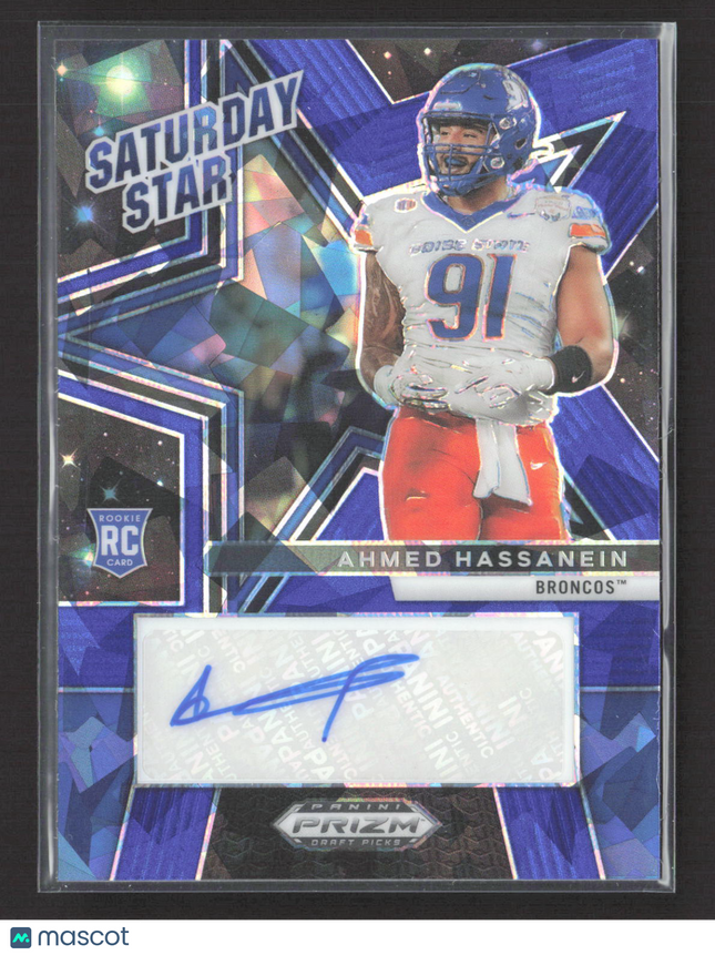 2025 Prizm Draft Picks Saturday Star Ahmed Hassanein #SSS-AHA Blue RC /149 Auto