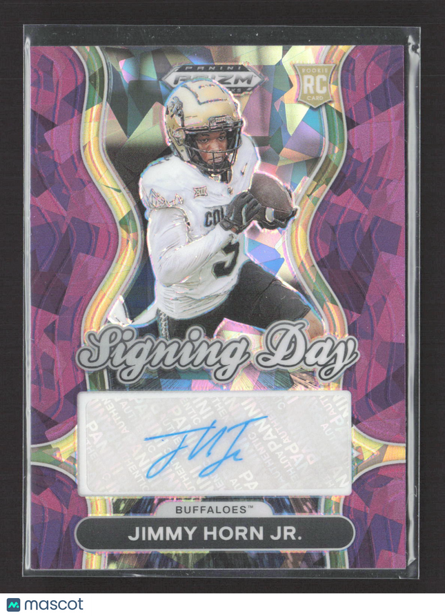 2025 Prizm Draft Picks Signing Day Jimmy Horn #SD-JHR Purple Ice /199 RC Auto
