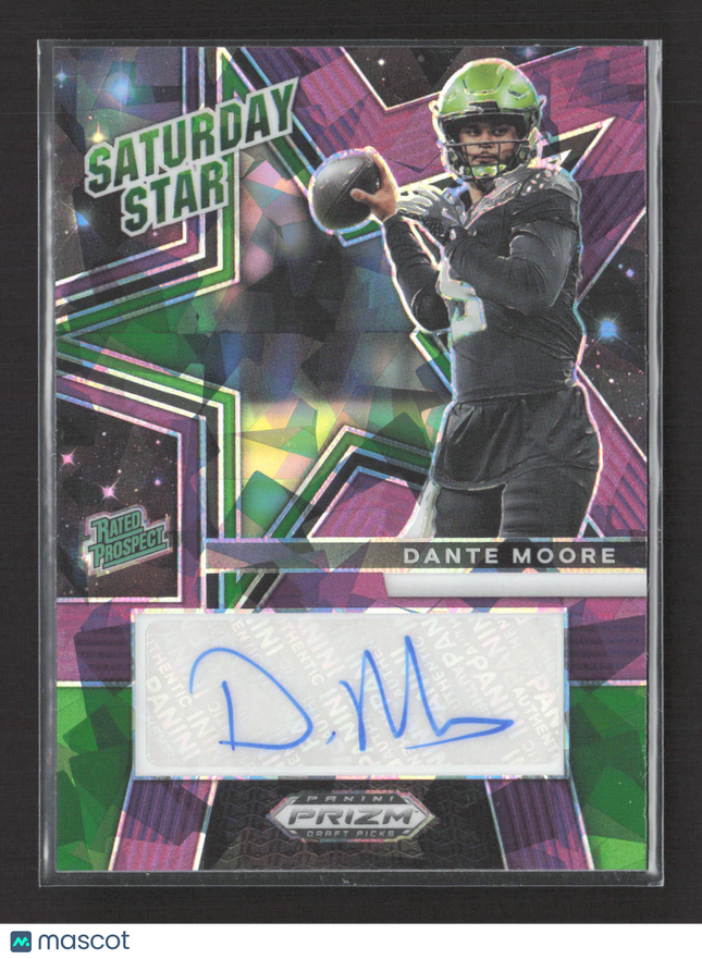2025 Prizm Draft Picks Saturday Star Dante Moore 059/199 Auto Purple Ice