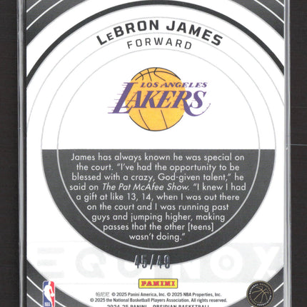 2025 Panini Obsidian Equinox LeBron James #26 Pink /49