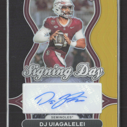 2025 Prizm Draft Picks Signing Day DJ Uiagalelei #SD-DUI Black Gold /5 Auto