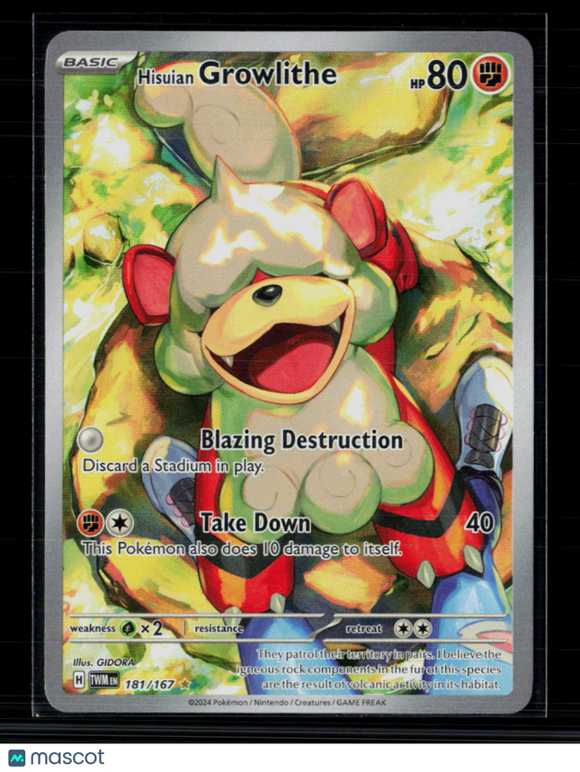 Pokemon 2024 Twilight Masquerade Hisuian Growlithe #181/167