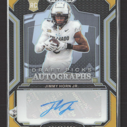 2025 Panini Prizm Draft Picks Jimmy Horn Jr. #DPA-JHJ Gold 02/10 RC Auto