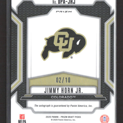 2025 Panini Prizm Draft Picks Jimmy Horn Jr. #DPA-JHJ Gold 02/10 RC Auto