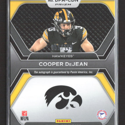 2024 Panini Prizm Draft Picks Cooper DeJean #DPA-CDN Blue 055/149 RC Auto