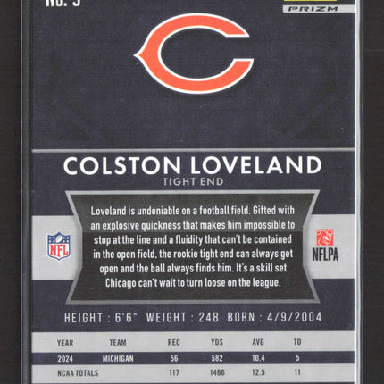 2025 Panini Prizm Colston Loveland #5 RC Sivler