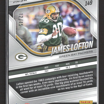 2025 Panini Prizm Football James Lofton #149 Purple Shimer 12/15