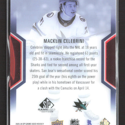 2026 Upper Deck SP Game Used NHL Masters Macklin Celebrini #NM-23 206/299