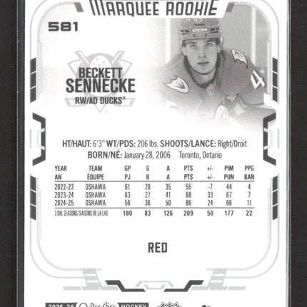 2026 O-Pee-Chee Marquee Rookie Beckett Sennecke #581 Red Border