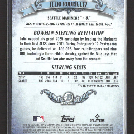 2026 Bowman Sterling Chrome Revelation Julio Rodriguez #BSR-3