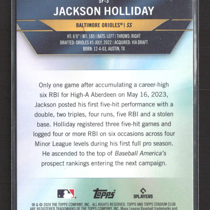 2024 Topps Stadium Club Special Forces Jackson Holliday #SF-3 RC