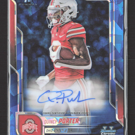2025 Bowman University Chrome Football Quincy Porter #BCA-QPO Blue Sapphire Auto