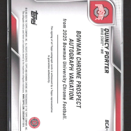 2025 Bowman University Chrome Football Quincy Porter #BCA-QPO Blue Sapphire Auto
