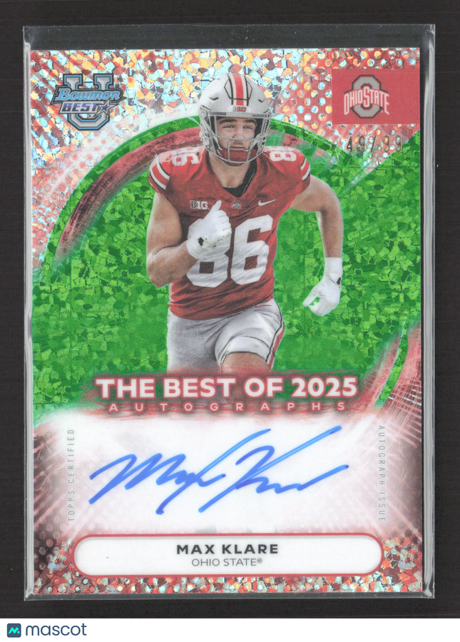 2025 Bowman University Best Football Max Klare #BOA-MK Green Refractor Auto /99