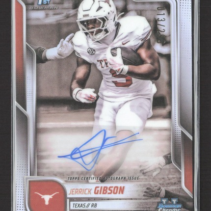 2025 Bowman University Chrome Jerrick Gibson #BCA-JG Refractor 013/299 Auto