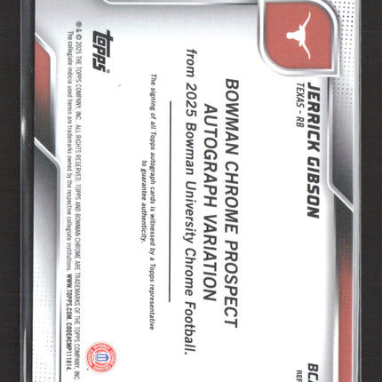 2025 Bowman University Chrome Jerrick Gibson #BCA-JG Refractor 013/299 Auto