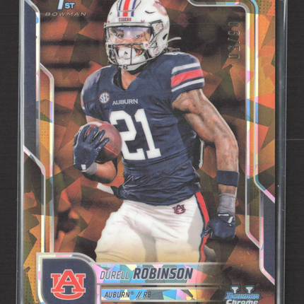 2025 Bowman Chrome University Durell Robinson #147 Gold Sapphire Refractor /50