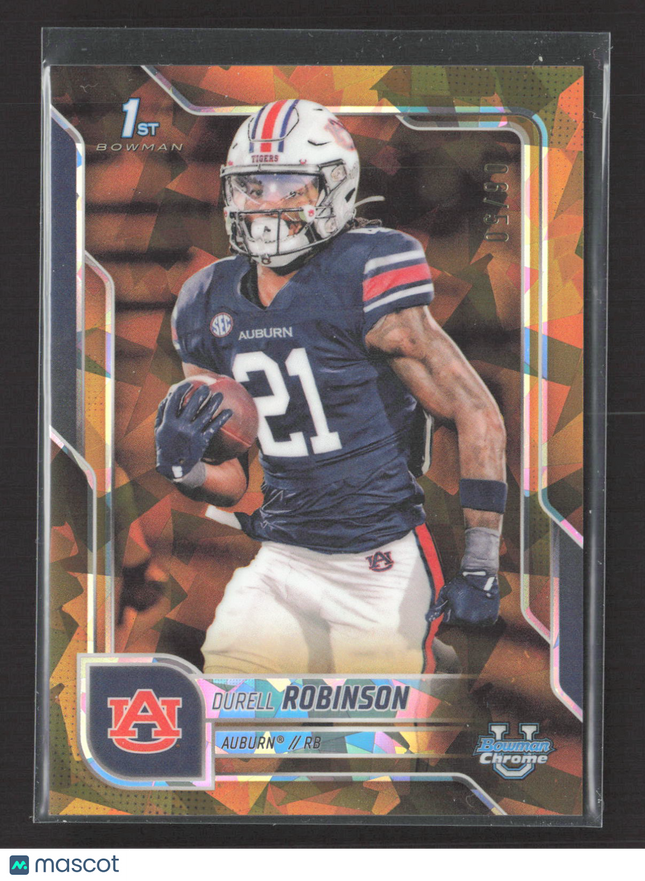 2025 Bowman Chrome University Durell Robinson #147 Gold Sapphire Refractor /50