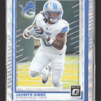 2025 Panini Donruss Optic Prizm Jahmyr Gibbs #79 061/300 Silver Wave