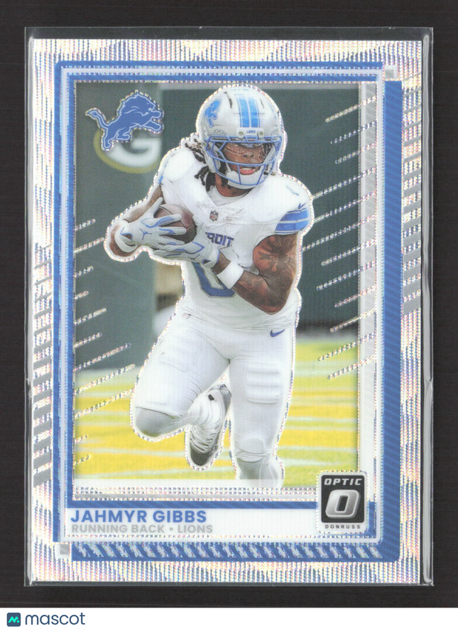 2025 Panini Donruss Optic Prizm Jahmyr Gibbs #79 061/300 Silver Wave
