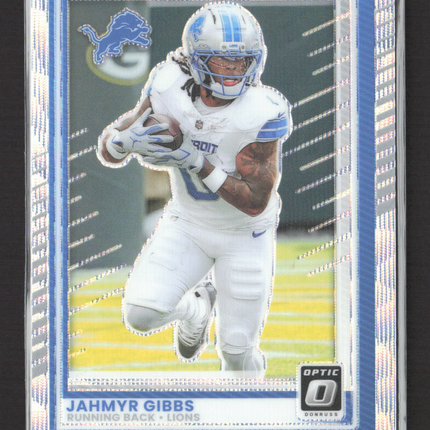 2025 Panini Donruss Optic Prizm Jahmyr Gibbs #79 174/300 Silver Wave