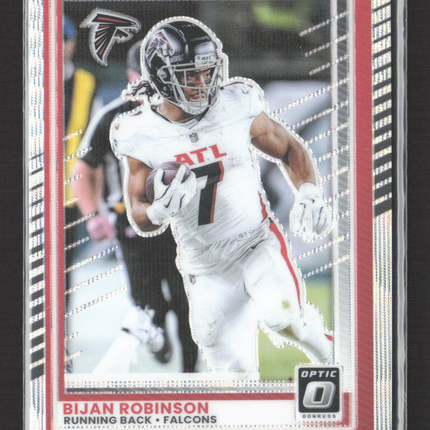 2025 Panini Donruss Optic Prizm Bijan Robinson #118 292/300 Silver Wave