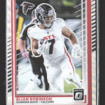 2025 Panini Donruss Optic Prizm Bijan Robinson #118 115/300 Silver Wave