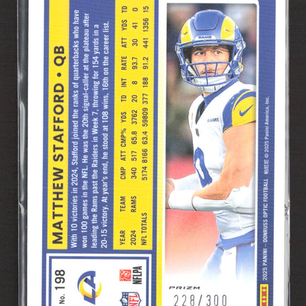 2025 Panini Donruss Optic Prizm Matthew Stafford #198 Silver Wave /300