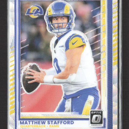 2025 Panini Donruss Optic Prizm Matthew Stafford #198 /300 Silver Wave