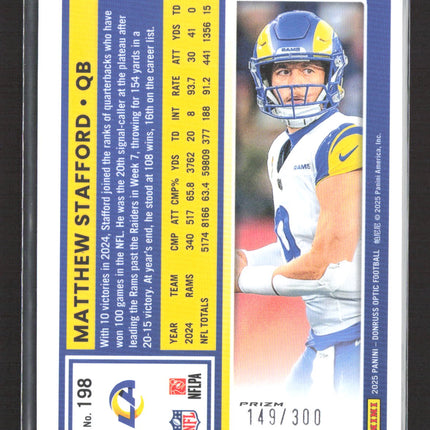 2025 Panini Donruss Optic Prizm Matthew Stafford #198 /300 Silver Wave