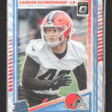 2025 Panini Donruss Optic Football Carson Schwesinger #217 046/300 Silver Wave