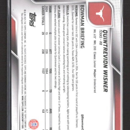 2025 Bowman Chrome University Quintrevion Wisner #169 Gold Sapphire 20/50