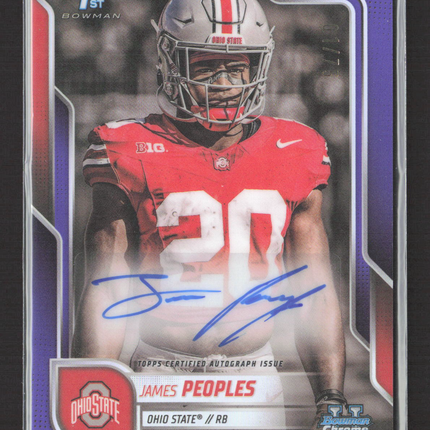 2025 Bowman University Chrome James Peoples #BCA-JP Purple Refractor Auto /75
