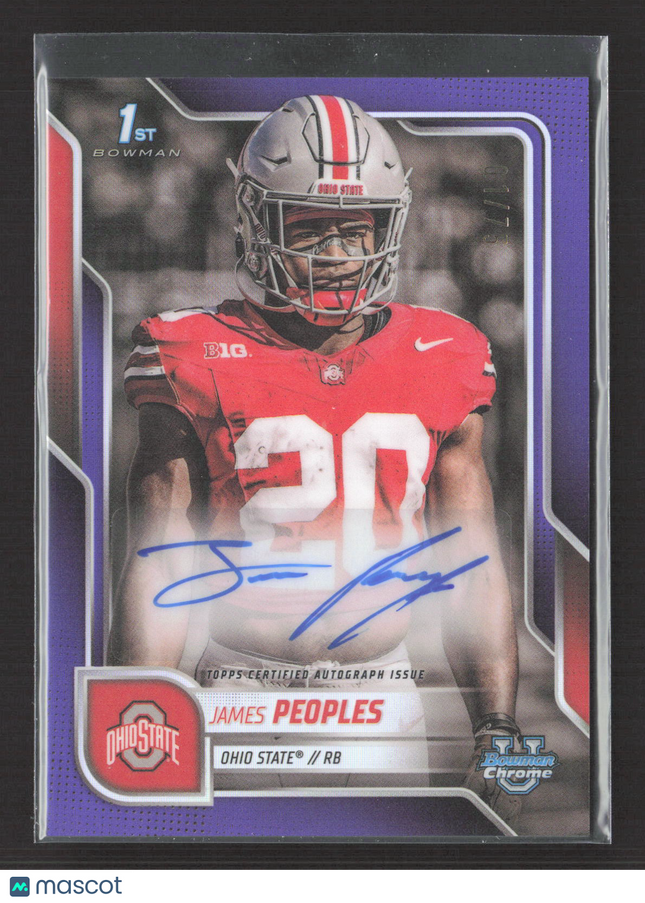 2025 Bowman University Chrome James Peoples #BCA-JP Purple Refractor Auto /75