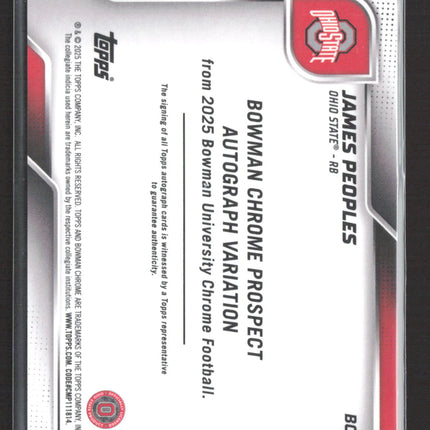 2025 Bowman University Chrome James Peoples #BCA-JP Purple Refractor Auto /75