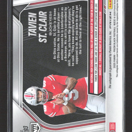 2024 Panini Prizm Black Football Tavien St. Clair #193 Auto