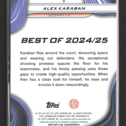 2025 Topps Bowman University Best Alex Karaban #5 Green Refractor 80/99
